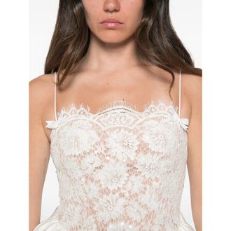 Self Portrait Lace Bodice with Sequin Embellishments Dress - White