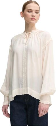 Mos Mosh Mmmarb Sansa Emb Blouse - Dames - Blouses - Beige - S - Overhemden
