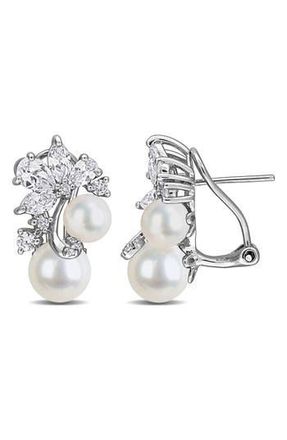 Delmar 6-8.5mm Cultured Freshwater Pearl Cluster Stud Earrings in Metallic Silver at Nordstrom Rack