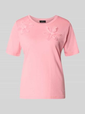 Monari Regular Fit T-Shirt mit floralem Zierbesatz in Altrosa, Gr&ouml;&szlig;e 40