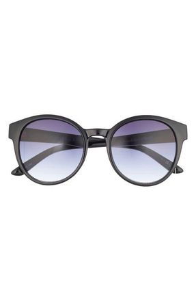 Le Specs Paramount 53mm Gradient Round Sunglasses in Black /Smoke Grad at Nordstrom