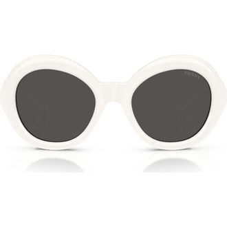 Prada 53mm Round Sunglasses in Talc /Dark Grey at Nordstrom