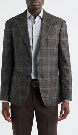 Nordstrom Brown Midas Plaid Wool Sport Coat in Brown- Grey Midas Plaid at Nordstrom Rack, Size 36 Regular