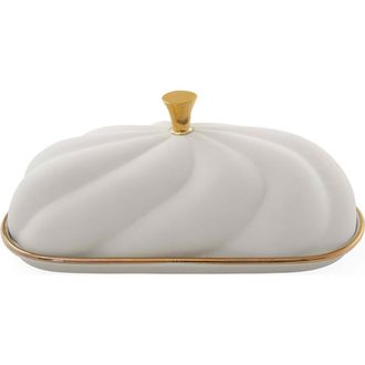 Jonathan Adler Geneva Butter Dish in White /Gold at Nordstrom