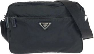 Prada Pre-owned Nylon Tessuto Triangle Logo Schoudertas - Dames - Vintage Schoudertas - Zwart - ONE Size - Nylon - Vintage