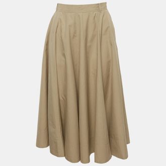Max Mara Beige Cotton Flared Midi Skirt