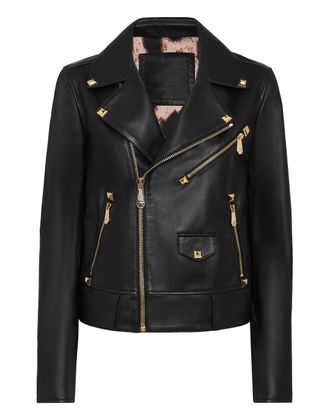 Philipp Plein Leather Biker Studs