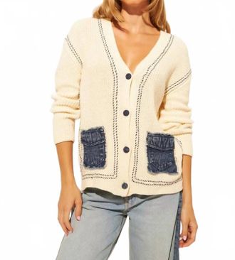 John & Jenn Sinclair V-Neck Cardigan In Selvedge Denim