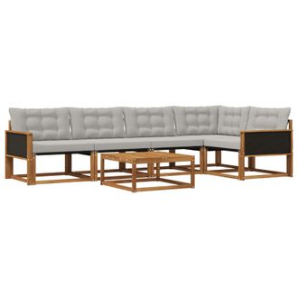 vidaXL Conjunto De Sof&aacute;s De Exterior 6 Pcs Natural Y Gris Claro Vidaxl