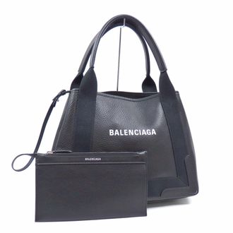 Balenciaga Black Leather Canvas Tote Bag (Pre-Owned)