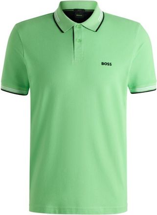 BOSS Stretch-cotton slim-fit polo shirt with branding