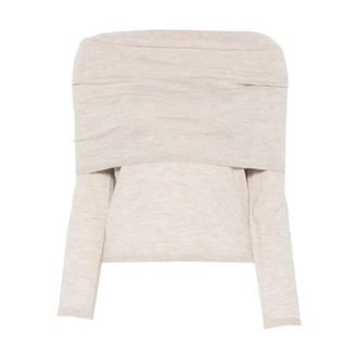 Max Mara Long Sleeve Tops, female, Beige, Size: S Mxmfaretra Sweater