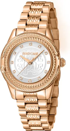 Roberto Cavalli Womens Stainless Steel Silver Dial Rose Gold Quartz Watch