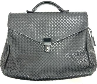 Bottega Veneta Black Intrecciato Briefcase (Pre-Owned)
