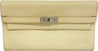 Herm&egrave;s White Epsom Leather Leather Long Wallet (Bi-Fold) (Pre-Owned)
