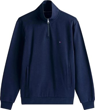 Tommy Hilfiger Intechno Knit Quarter-Zip Sweatshirt - Heren - Vesten met rits - Blauw - S - Katoen - Hoodies & sweatvesten