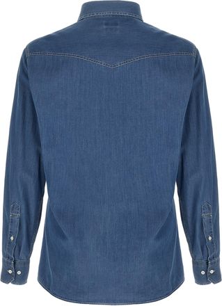 Brunello Cucinelli Mens Blue Cotton Blouse