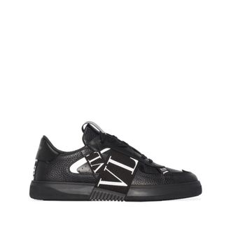 Valentino Garavani Lage Calfskin Vl7N Sneaker met Banden - unisex - Schoenen - Zwart - Maat: 42 1/2 EU Leer