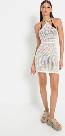 Lascana Womens Halter Neck Crochet Cover Up in Ivory at Nordstrom, Size 6