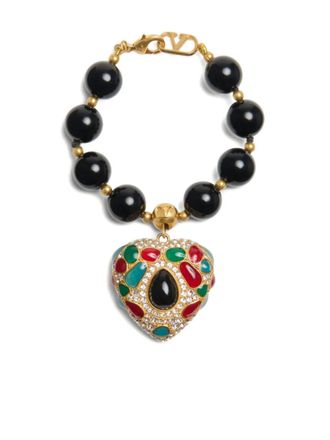 Valentino Garavani Coeur Royal bracelet - women - Gold Plated Brass/Swarovski Crystal/Enamel - M