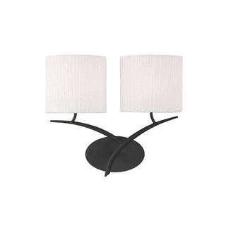 Netlighting Eve Wall Lamp Switched 2 Light E27 Anthracite with White Oval Shades in Black