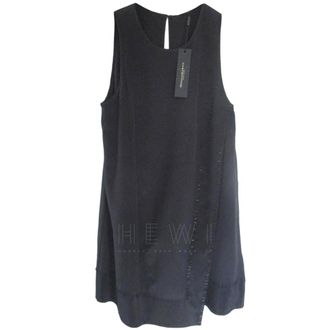 DKNY Black 100% Silk Tunic Long Top Made in Italy Size XXS