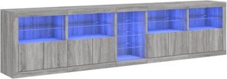 vidaXL Vidaxl - Sideboard with led Lights Grey Sonoma 283x37x67 cm