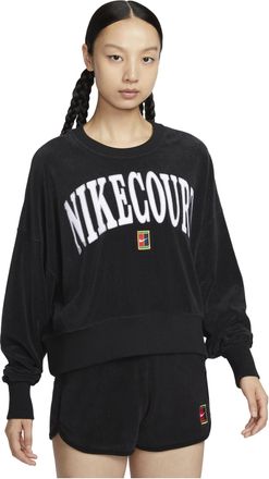 Nike (WMNS) Nike Court Heritage Over-Oversized Crewneck Graphic Tennis Sweatshirt Asia Sizing Black FQ2243-010