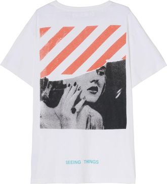 Off-white Printing Short Sleeve Loose Fit White OMAA002G20JER0010188