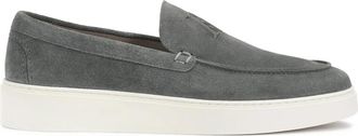 Kazar Grijze su&egrave;de schoenen met instapper bovenwerk met logos - Heren - Loafers - Grijs - 40 EU - Su&egrave;de - Schoenen