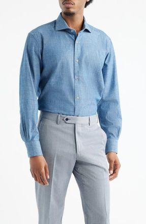 Zanella Bassano Chambray Button-Up Shirt in Medium Blue at Nordstrom, Size Xx-Large