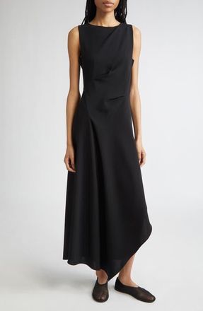 Lafayette 148 New York Asymmetric Finesse Crepe Dress in Black at Nordstrom, Size 2