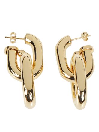 Paco Rabanne XL Link Double Hoop Interlocking Brass Earrings