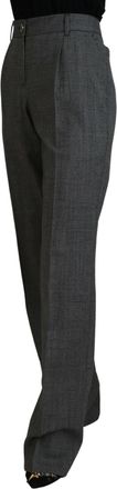 Dolce & Gabbana Gray High Waist Women Wool Pants Virgin