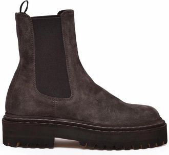 Officine Creative Brown Suede Block-Heel Ankle Boots