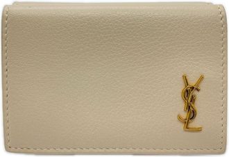 Saint Laurent Beige Leather Wallet (Tri-Fold) (Pre-Owned)