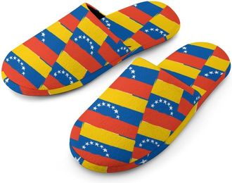 Generic Venezuela Flag Or Banner Cotton Slippers for Men Memory Foam House Slippers Soft Anti-skid Sole Indoor Outdoor Shoes