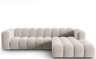 MICADONI 4-Sitzer Design Modul Ecksofa Lupine mit Eckteil rechts - Samtbezug