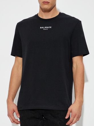 Balmain Unisex Small Embroidered Logo T-Shirt in Black Cotton - Size X-Large