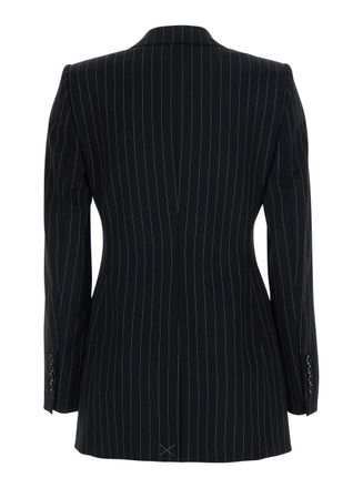 Dolce & Gabbana Womens Blazer Striped Wool Black Blazers Jacket