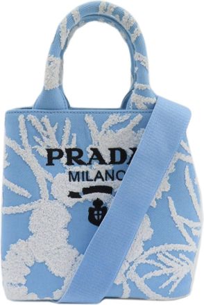 Prada Light Blue Canvas Tote Bag (Pre-Owned)