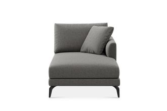 Castlery Lena Right Chaise Sofa Customized, Dark Grey Performance Classic Twill, Matte Black Legs, Spill Resistant, Removable Covers for Sofas