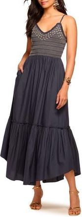 Ramy Brook Lucia Ruffle Hem Maxi Sundress in Spring Navy at Nordstrom Rack, Size X-Small