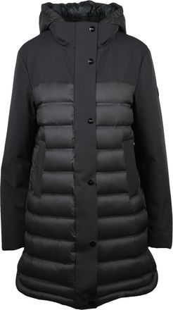 Hox Black Quilted Long Polyamide Down Jacket