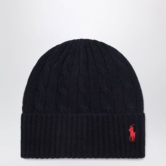Polo Ralph Lauren Berretto con logo in lana e cashmere blu navy