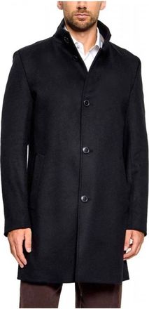 HUGO BOSS Hyde Wol Stand Up Kraag Jas - Heren - Mantel - Zwart - 2XL - Wol - Jassen