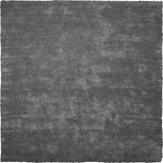 Beliani Alfombra De Pelo Largo Gris Oscuro 200 X 200 Cm Moderna Cuadrada Demre