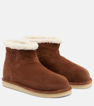 Miu Miu Shearling-lined suede ankle boots