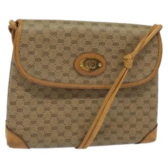 Gucci Pre-owned Vintage Crossbody Schoudertas - Dames - Vintage Schoudertas - Beige - ONE Size - Leer - Vintage