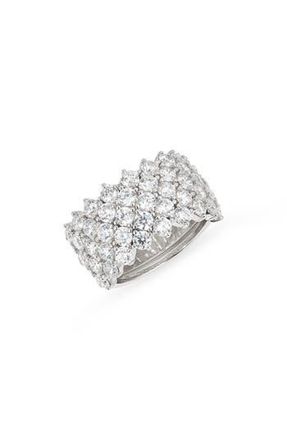 Nordstrom Cubic Zirconia Grid Ring in Clear- Silver at Nordstrom Rack, Size 9